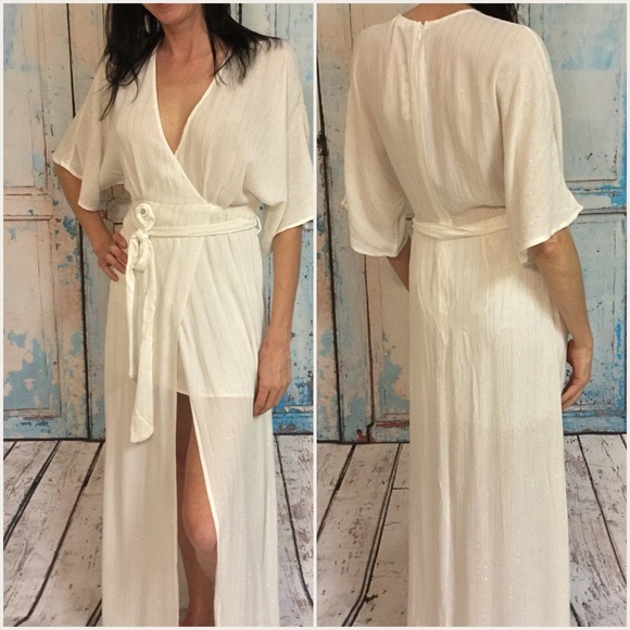 Ivory with Silver Stripes Romper Dress - Picture 2 of 4